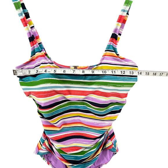 Anne Cole Swimsuit Womens 8 Rainbow Stripe One Piece Adjustable Flattering UPF50 - Picture 6 of 16